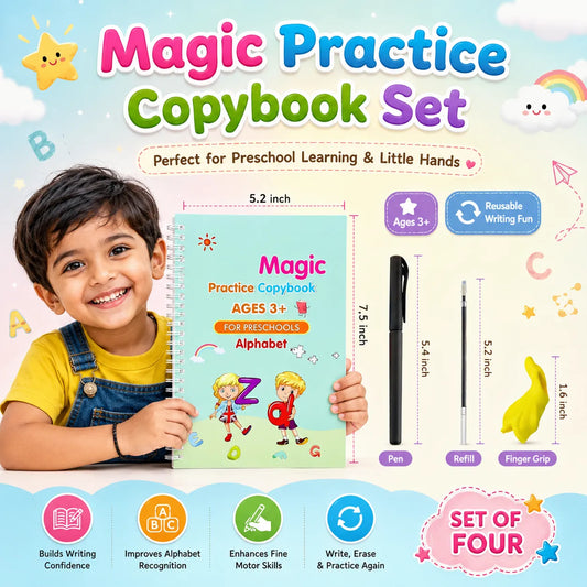 4 Pc Fun Learning Cute Preschool Writing Magic Book for Little Hands