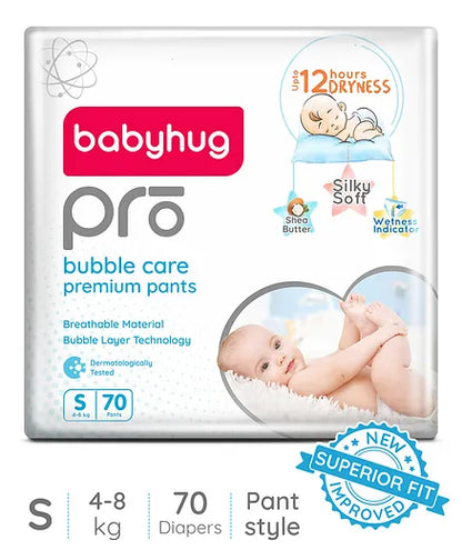 Babyhug Pro Bubble Care Premium Pant Style Diaper Small (S) Size - 70 Pieces