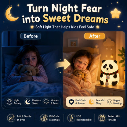 Rechargeable Large Cute Panda with scarf LED Night Light for Kids, Bedside Lamp with Warm Light (1 Pc)