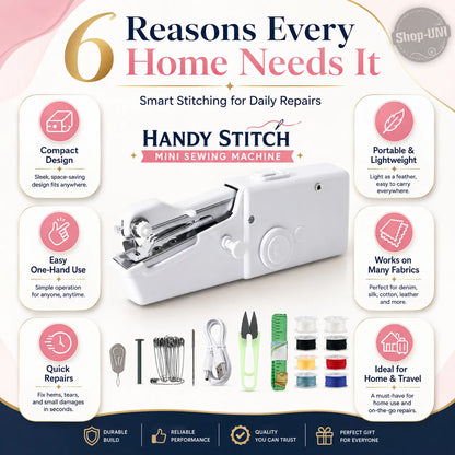 Portable Stitching Machine Battery & Adapter Powered Sewing Tool for Clothes, Curtains, Bags, Pillows