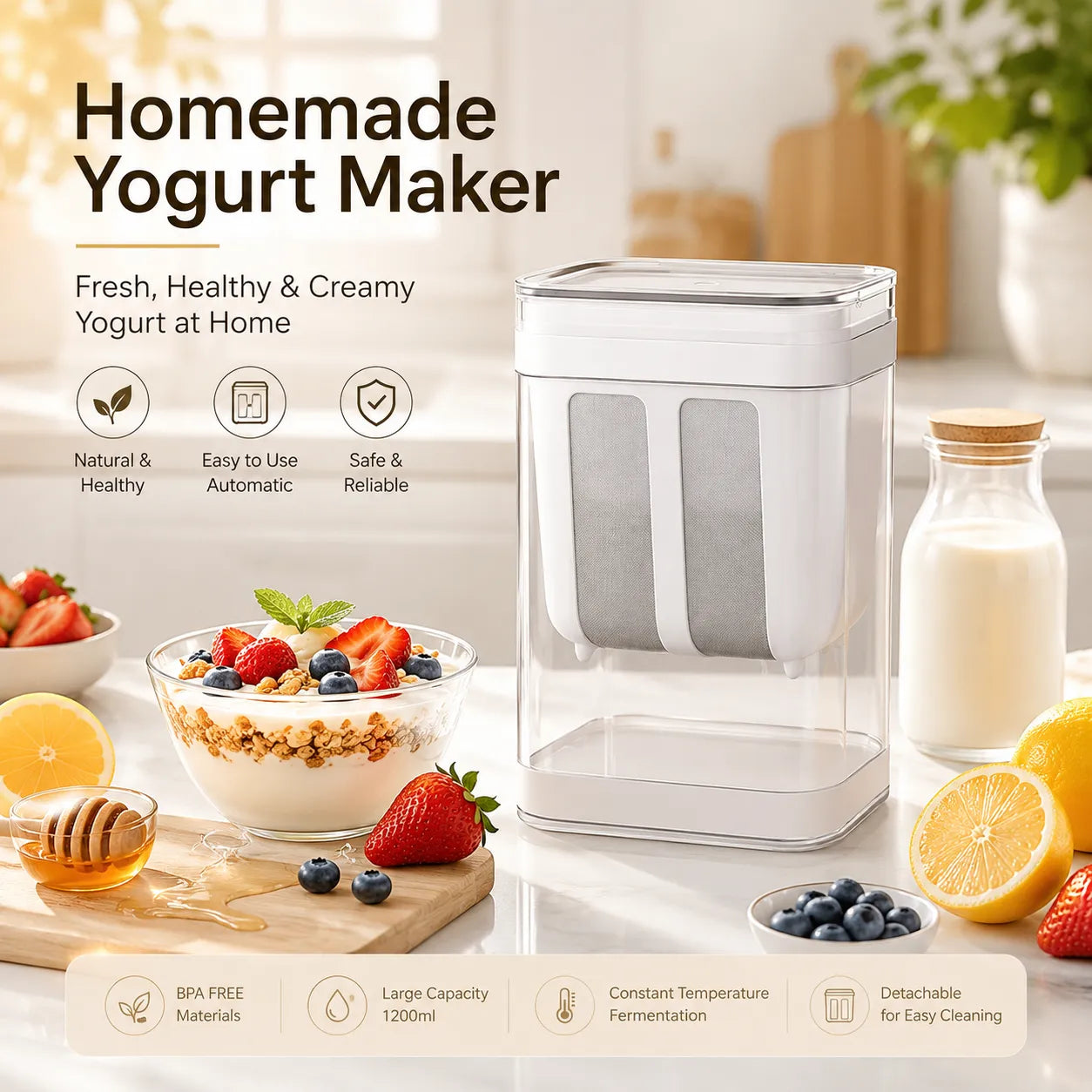 Homemade Greek Yogurt & Hung Curd Maker | Fine Mesh Strainer Box with Lid | Thick Curd, Paneer, Cheese & Whey Separator