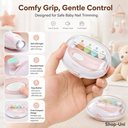 Soft LED Glow for a Peaceful, Comfy Grip, Cute Trims for Baby Nails