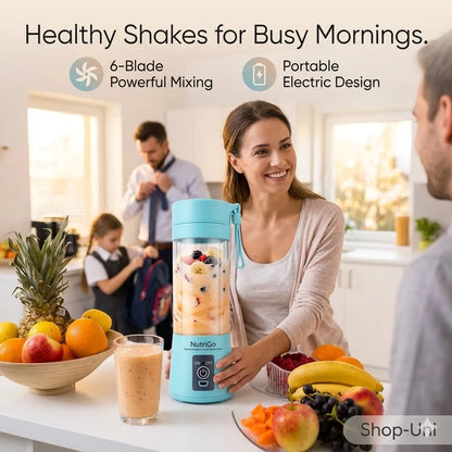NutriGo Electric Portable Protein Shake Mixer for Home, Travel & Gym - 6 Blades (Protein Shaker)