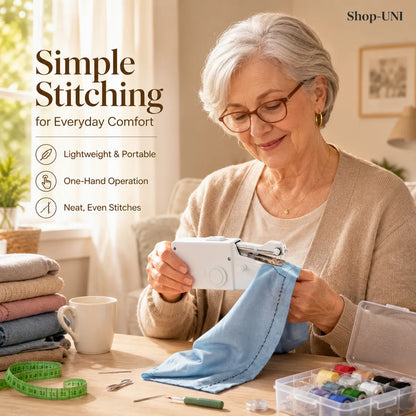 Portable Stitching Machine Battery & Adapter Powered Sewing Tool for Clothes, Curtains, Bags, Pillows