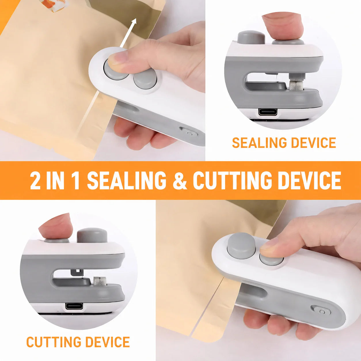 Portable Mini Bag Sealer that lives where you need it — USB Rechargeable Magnetic Bag Sealer with Cutter Heat Seal for Plastic Bags, Snacks and More