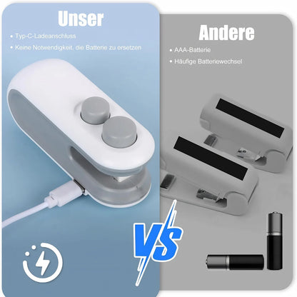 Portable Mini Bag Sealer that lives where you need it — USB Rechargeable Magnetic Bag Sealer with Cutter Heat Seal for Plastic Bags, Snacks and More