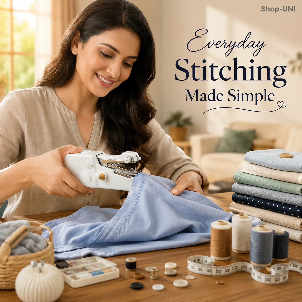 Portable Stitching Machine Battery & Adapter Powered Sewing Tool for Clothes, Curtains, Bags, Pillows