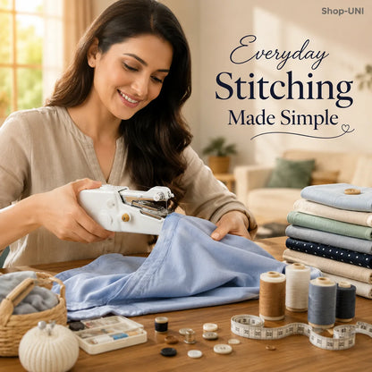 Portable Stitching Machine Battery & Adapter Powered Sewing Tool for Clothes, Curtains, Bags, Pillows
