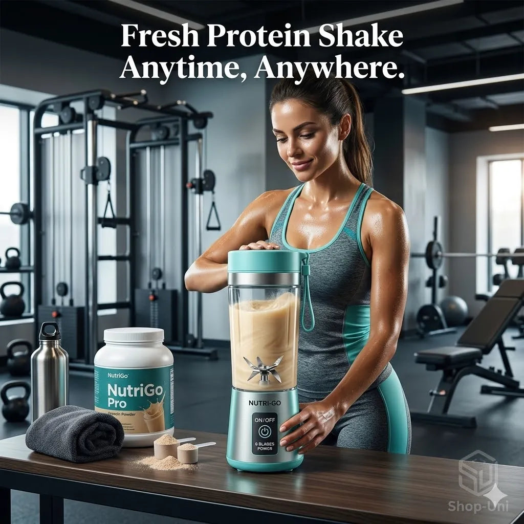 NutriGo Electric Portable Protein Shake Mixer for Home, Travel & Gym - 6 Blades (Protein Shaker)