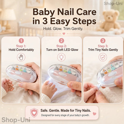 Soft LED Glow for a Peaceful, Comfy Grip, Cute Trims for Baby Nails