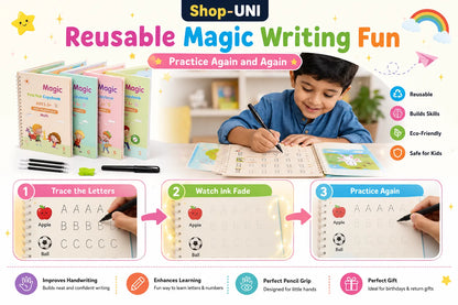 4 Pc Fun Learning Cute Preschool Writing Magic Book for Little Hands