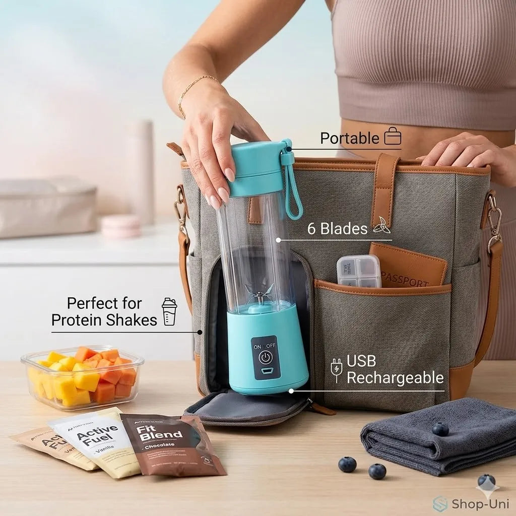 NutriGo Electric Portable Protein Shake Mixer for Home, Travel & Gym - 6 Blades (Protein Shaker)